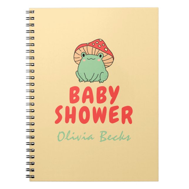 Cuaderno champiñón con Baby Shower de rana (Frente)
