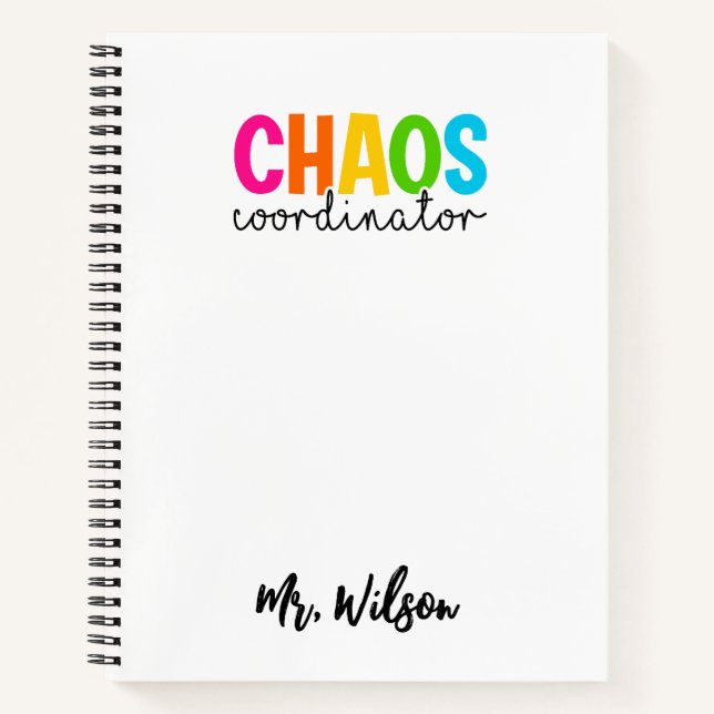 Cuaderno Chaos Coordinator Notebook – Funny Teacher Quote (Anverso)