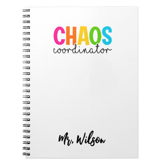 Cuaderno Chaos Coordinator Notebook – Funny Teacher Quote (Frente)
