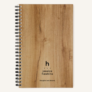 Cuaderno Chapa de madera marrón claro de moda Monograma mod