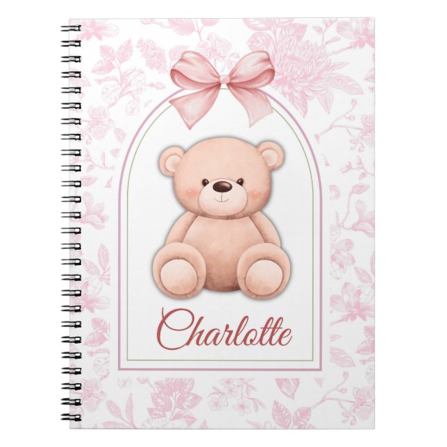 Cuaderno Charlotte | Diseño de guardería de osito rosado pe (Frente)