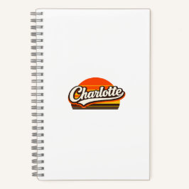 Cuaderno Charlotte Retro Sunset Personalized Name Design