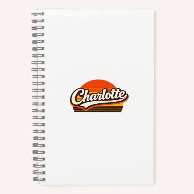 Cuaderno Charlotte Retro Sunset Personalized Name Design (Anverso)