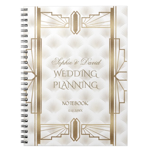 Cuaderno Charm Gold Great Gatsby Art Deco Wedner Planner (Frente)