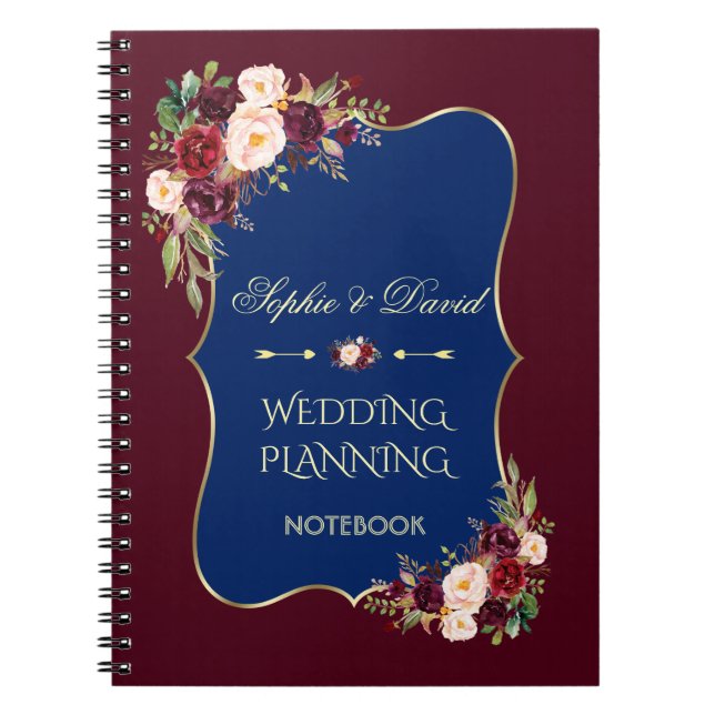 Cuaderno Charm Gold Purpurina Rubor Floral Wedner Planner (Frente)