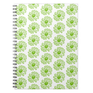 Cuaderno Chartreuse Green Daisy Print, Hippie Flower Print