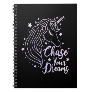 Cuaderno Chase Your Dreams Unicorn Chicas de camisas rosada