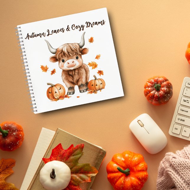 Cuaderno Cheeky Autumn Highland Cow (Subido por el creador)