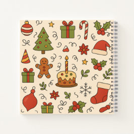 Cuaderno Cheerful Christmas Doodle Pattern