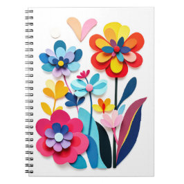 Cuaderno Cheerful Colorful Paper Cut Floral Abstract