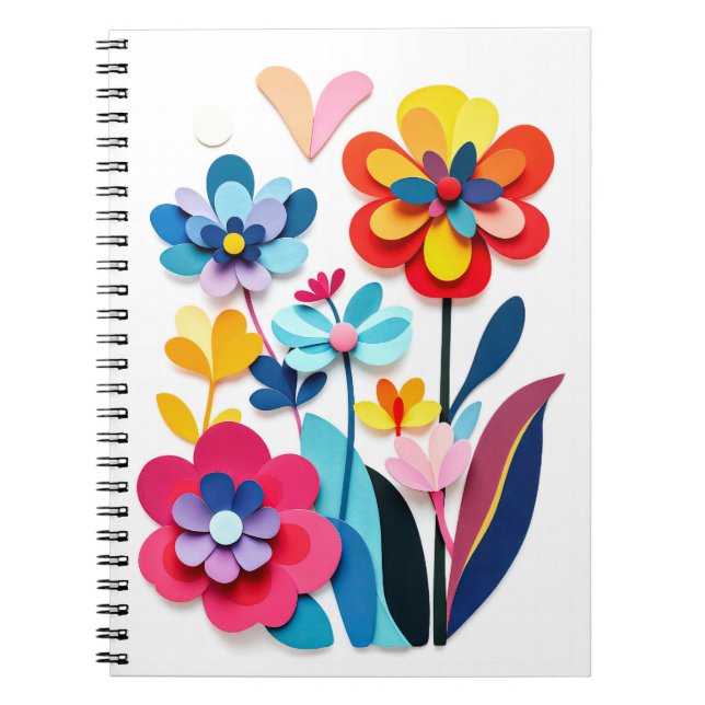 Cuaderno Cheerful Colorful Paper Cut Floral Abstract (Frente)