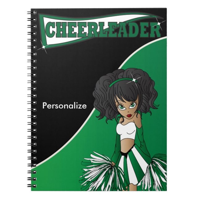 Cuaderno Cheerman | Nombre DIY | Bloc de notas verde oscuro (Frente)