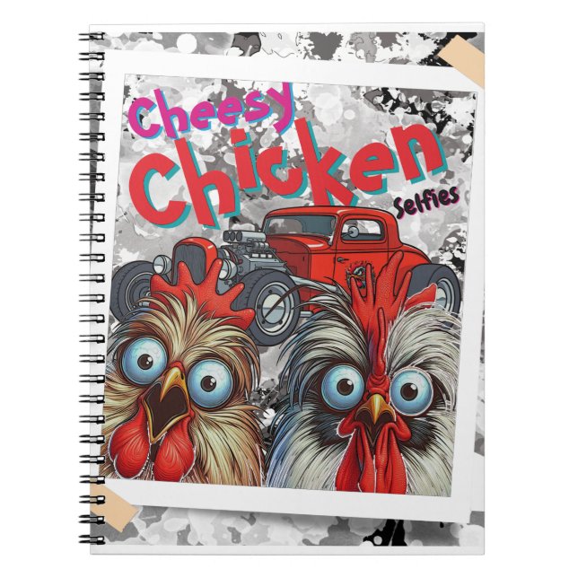 Cuaderno "Cheesy Chicken Selfies" Hot Rod Spiral Notebook (Frente)
