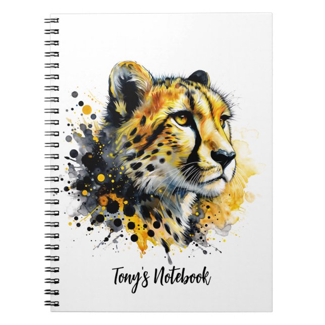 Cuaderno Cheetah Watercolor Gold Black Ink Splatt (Frente)