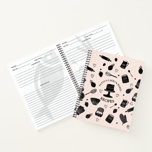 Cuaderno Chef pastelero de Baker Baking Utensil Receta negr (Interior)