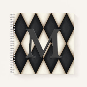 Cuaderno Cheque de Harelquin Blanco y Negro Elegante Monogr