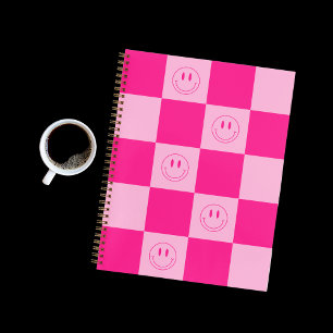 Cuaderno Chequeo de moda y sonrisa feliz de Hot Pink