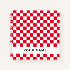 Cuaderno Chequeros geométricos croatas rojos con nombre