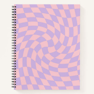 Cuaderno Cheques retro rosados de lino pastel con aletas