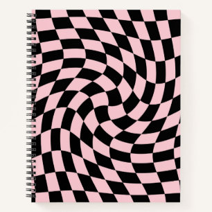 Cuaderno Cheques retro rosados pasteles brutos negro contro