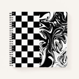 Cuaderno Cheques y Swirls - Blanco y negro
