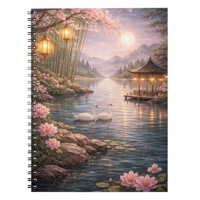 Cuaderno Cherry Blossom Swan Lake NoteSpiral Photo Notebook (Frente)