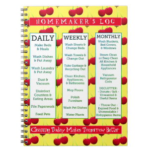 Cuaderno Cherry-Licious Homemaker's Log Cleaning Schedule