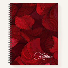 Cuaderno Cherry Red Abstract Leaf Personalizado