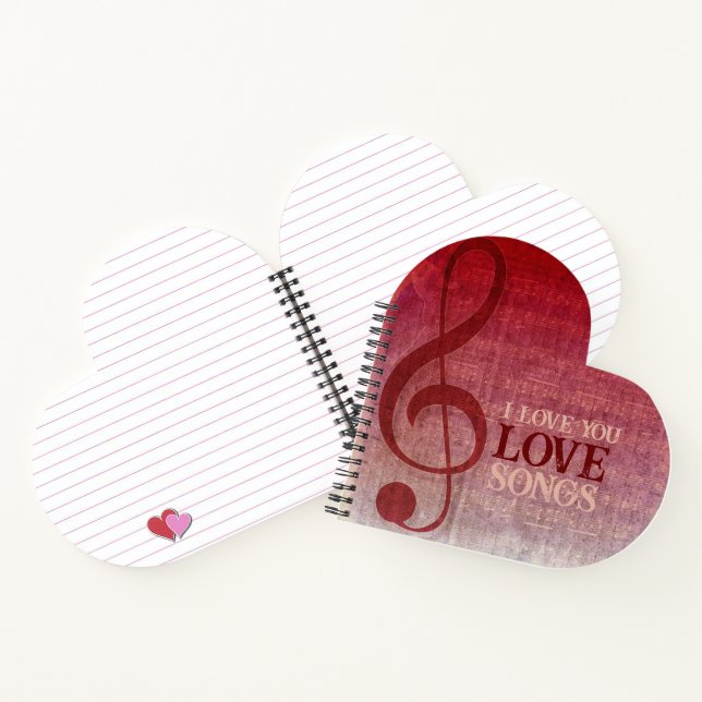 Cuaderno Cherry Red Clef Love Songs Music (Interior)
