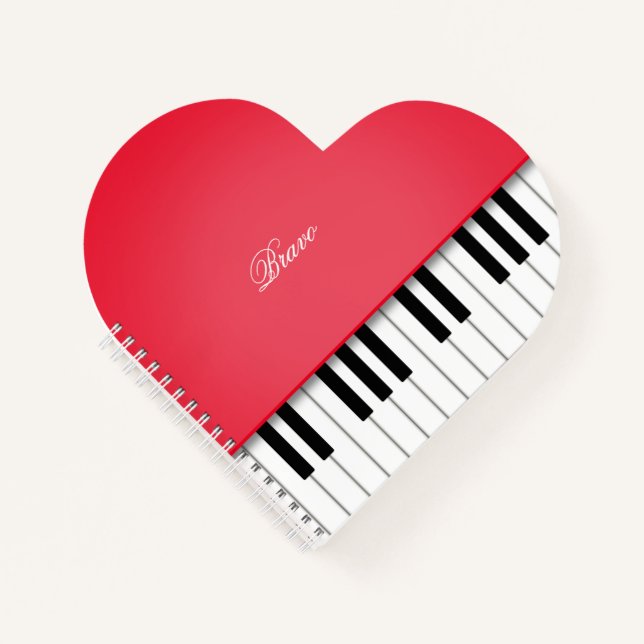 Cuaderno Cherry Red Grand Piano Music Keyboard Personalizad (Anverso)