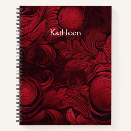 Cuaderno Cherry Red Swirl Feminine Personalizado