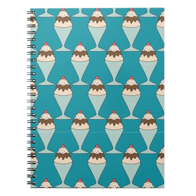 Cuaderno Cherry Top Hot Fudge Sundaes en Aqua (Frente)