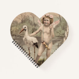 Cuaderno Cherub vintage con cigüeña por lago