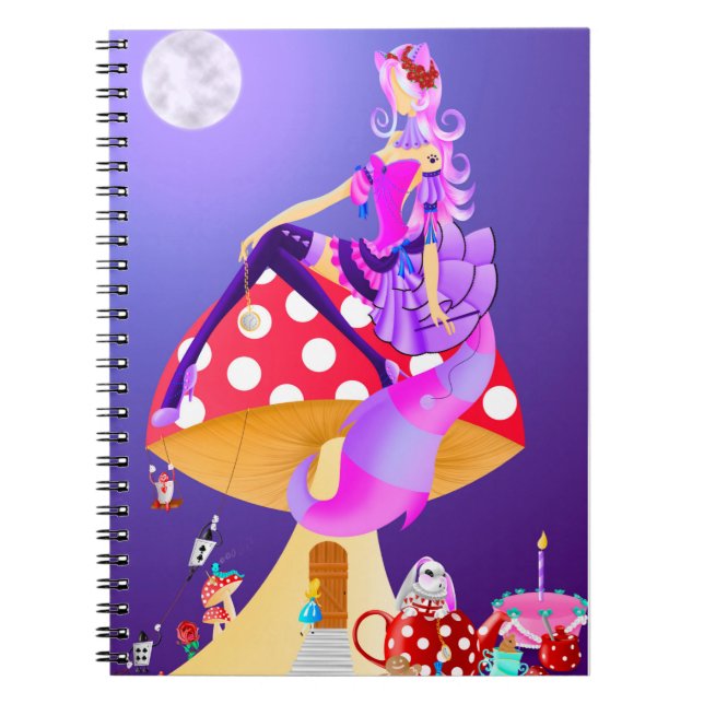 Cuaderno Cheshire Cat en Mushroom wonderland (Frente)