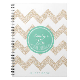 Cuaderno Chevron 25th Birthday Party GuestBook Elegir color