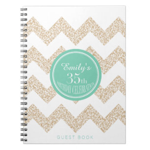 Cuaderno Chevron 35th Birthday Party GuestBook Elegir color