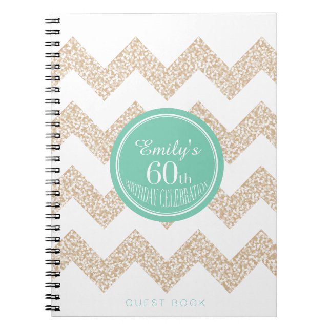 Cuaderno Chevron 60th Birthday Party GuestBook Elegir color (Frente)