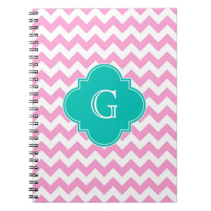Cuaderno Chevron blanco rosado Zigzag Verde azulado Quatref