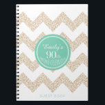 Cuaderno Chevron Choose Color 90th Birthday Party GuestBook<br><div class="desc">Personalizable Chevron 90th Birthday Party Guest Book. Puede cambiar fácilmente el color de fondo (círculo) y el color del texto (sólo nombre),  el tipo de letra,  el tamaño y la posición haciendo clic en el botón personalizar.</div>