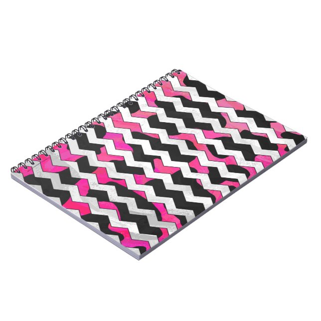 Cuaderno Chevron Cow Hot Pink and Black Print (Lado Izquierdo)