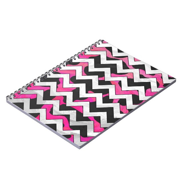 Cuaderno Chevron Cow Hot Pink and Black Print (Lado Izquierdo)