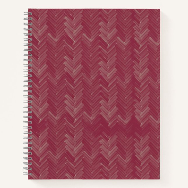 Cuaderno Chevron Herringbone Patrón Rojo Lujoso (Anverso)