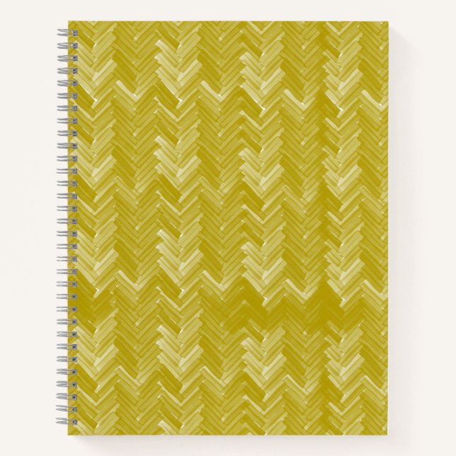 Cuaderno Chevron Herringbone Patrón Vintage Oro Amarillo (Anverso)
