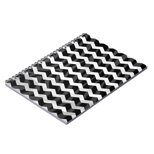 Cuaderno Chevron negro cebra y gris (Lado Izquierdo)