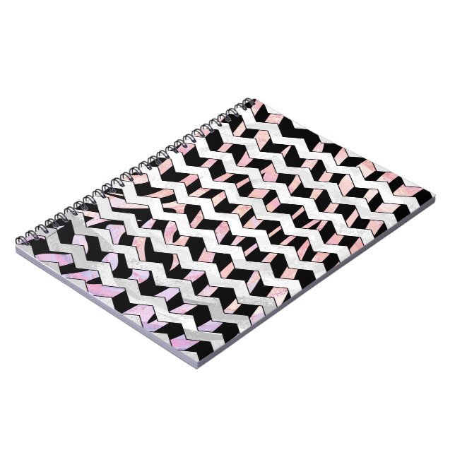 Cuaderno Chevron negro y rosa cebra (Lado Izquierdo)