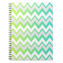 Cuaderno Chevron patrón lima verde agua verde azulada oscur