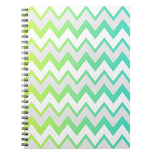 Cuaderno Chevron patrón lima verde agua verde azulada oscur (Frente)