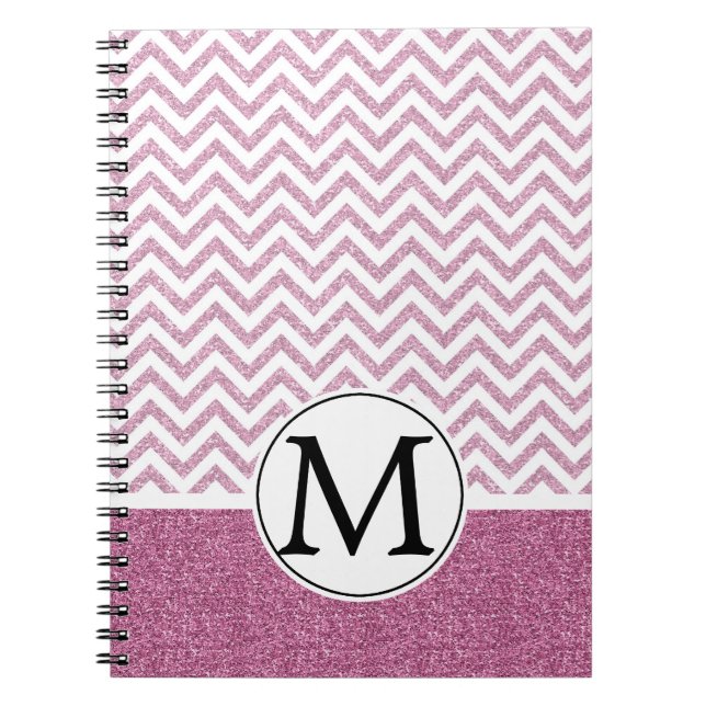 Cuaderno Chevron Purpurina de Pink Glam Faux (Frente)