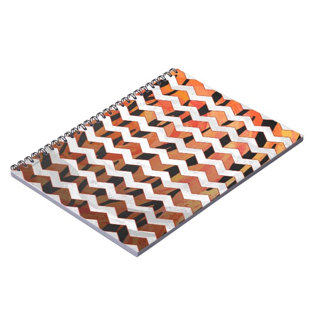 Cuaderno Chevron Tiger Hot naranja y Black Print (Lado Izquierdo)
