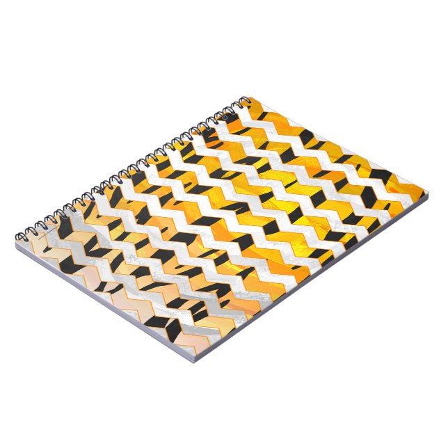 Cuaderno Chevron Tiger Impresión negra y Naranja (Lado Izquierdo)